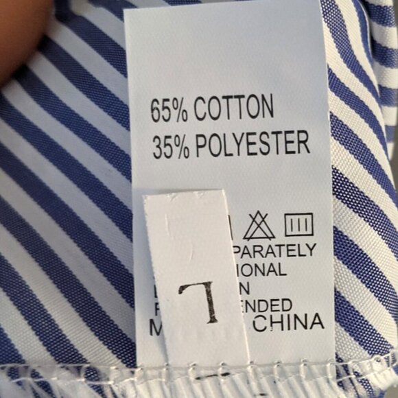 Asymmetrical Off Shoulder Ruffle Neckline Stripe Blouse Top Summer Blue White - Picture 6 of 6